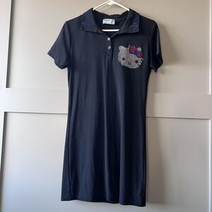 Hello Kitty Dress‎ Womens Small Black Polo Rhinestone Nautical Sparkle Anchors